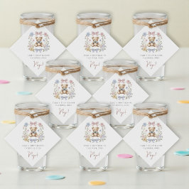 Teddy Bear Floral Wreath Baby Shower drinks Geschenkanhänger