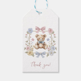 Teddy Bear Floral Wreath Baby Shower Thank You Geschenkanhänger