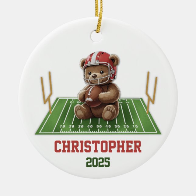 Teddy Bear Football Ornament for Boys (Vorne)