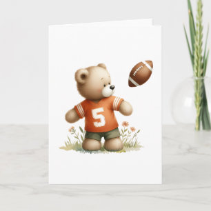 Teddy Bear Football Player in Orange Jersey Blank Karte