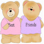 Teddy Bear Freistehende Fotoskulptur<br><div class="desc">Teddy Bear Best Friends Skulptur eines hat ein rosa Shirt, das besagt, Best der andere Bär hat ein lila Shirt und es sagt, Friends es ist niedlich</div>