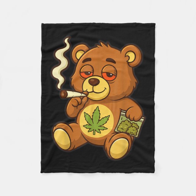 Teddy Bear Funny Wear Rauchen Bär mit Gelenk Fleecedecke (Vorderseite)