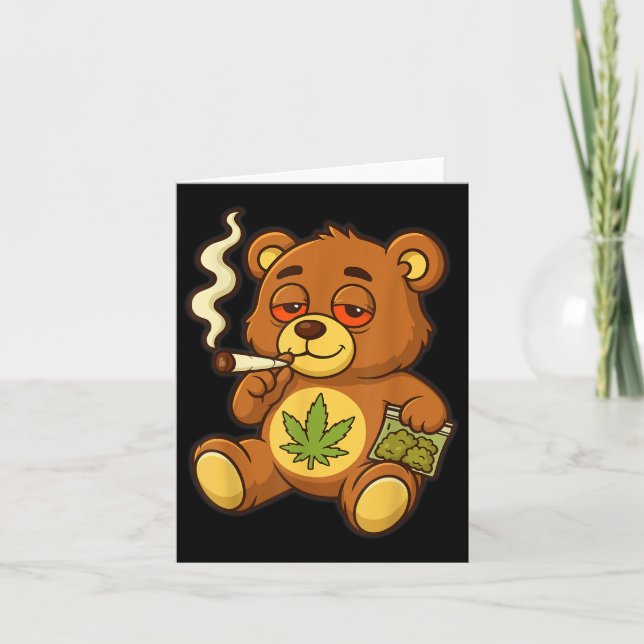 Teddy Bear Funny Wear Rauchen Bär mit Gelenk Karte (Vorderseite)