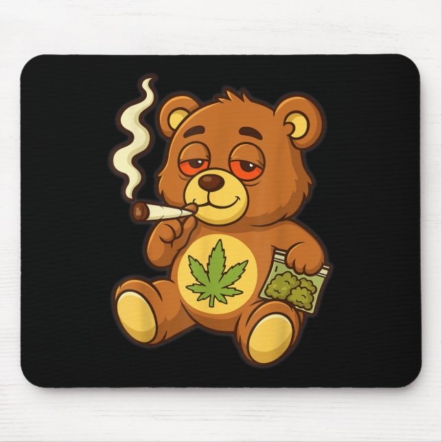 Teddy Bear Funny Wear Rauchen Bär mit Gelenk Mousepad (Vorne)