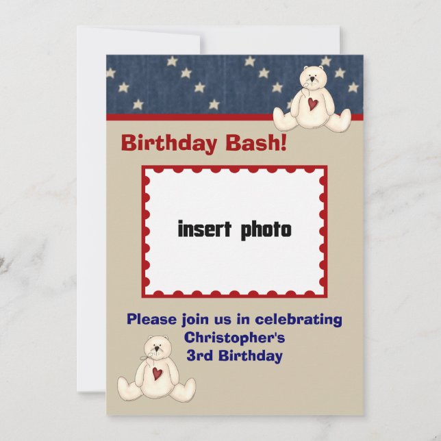 Teddy Bear Geburtstagsparty Einladungen (Vorderseite)