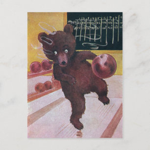 Teddy Bear geht Bowling Postkarte