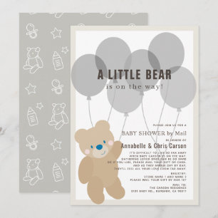 Teddy Bear Gender Neutral Baby Dusche by Mail Einladung