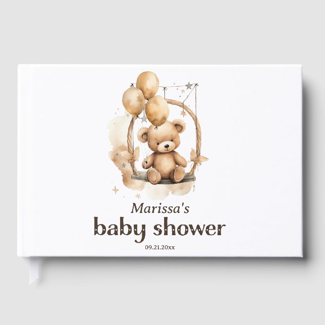 Teddy Bear Gender Neutral Baby Dusche Gästebuch (Vorderseite)