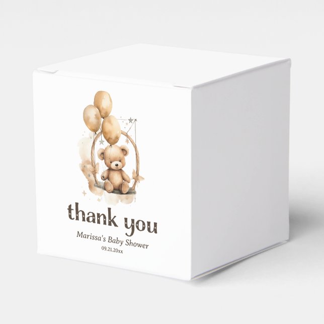 Teddy Bear Gender Neutral Baby Dusche Vielen Dank Geschenkschachtel (Vorderseite)