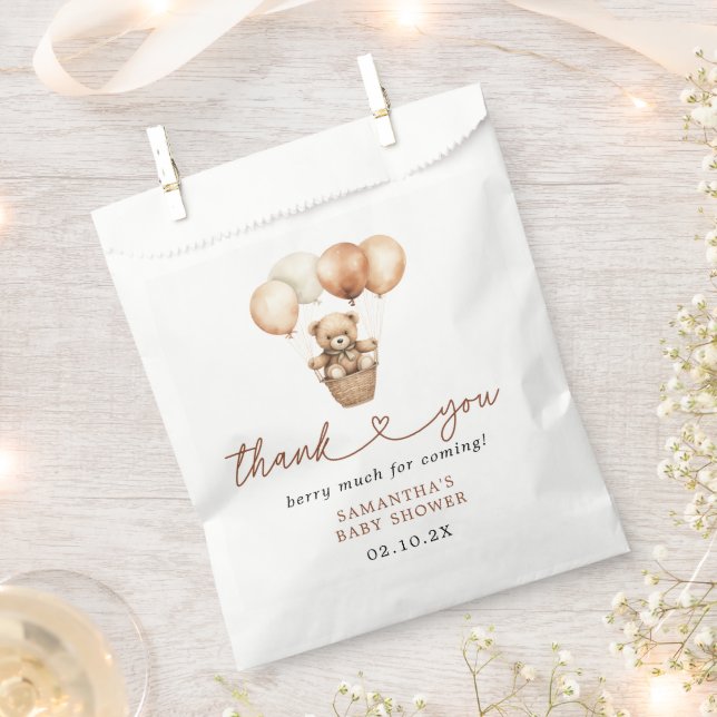 Teddy Bear Gender Neutral Baby Dusche Vielen Dank Geschenktütchen (Ausgeschnitten)