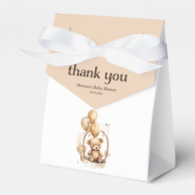 Teddy Bear Gender Neutral Baby Shower Fevor Box Geschenkschachtel (Vorderseite)
