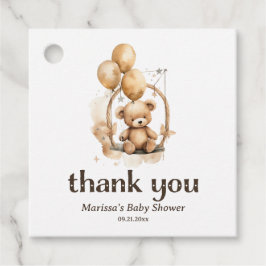 Teddy Bear Gender Neutral Baby Shower Fevor Tags Geschenkanhänger