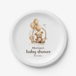 Teddy Bear Gender Neutral Baby Shower Paper Plate Pappteller