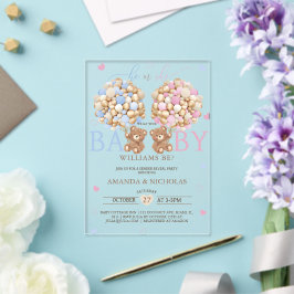 Teddy Bear Gender Reveal Acryleinladungen