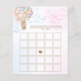 Teddy Bear Gender Reveal Baby Bingo Game