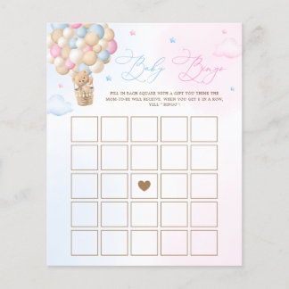 Teddy Bear Gender Reveal Baby Bingo Game