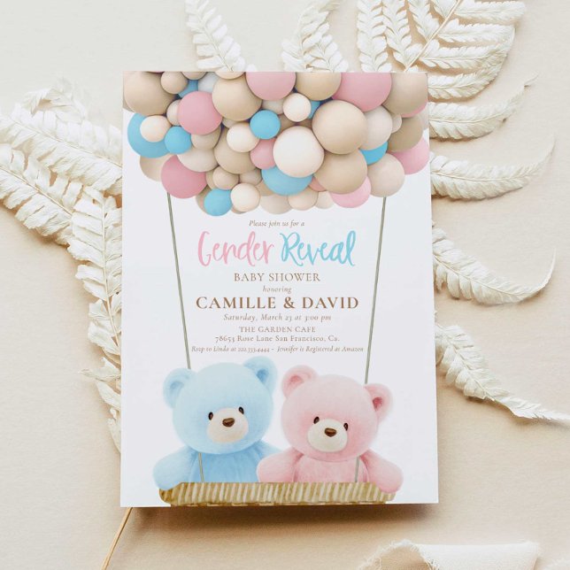 Teddy Bear Gender Reveal Baby Shower Einladung (Von Creator hochgeladen)