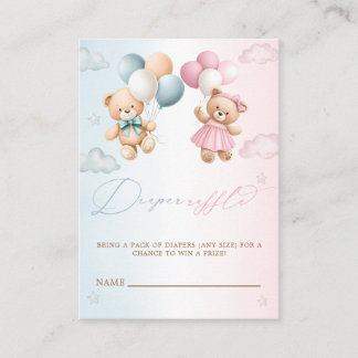 Teddy Bear Gender Reveal Diaper Raffle Begleitkarte
