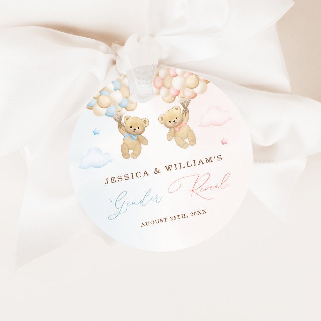 Teddy Bear Gender Reveal Geschenkanhänger (Von Creator hochgeladen)