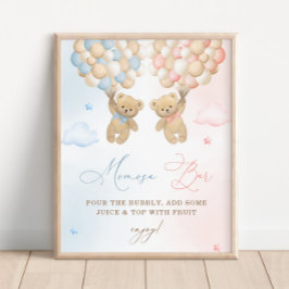 Teddy Bear Gender Reveal Mimosa Bar Poster