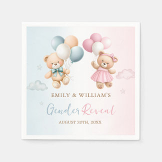 Teddy Bear Gender Reveal  Napkins Serviette