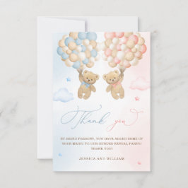 Teddy Bear Gender Reveal Vielen Dank Karte