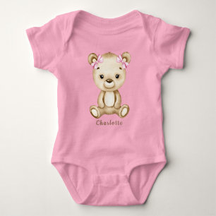 Teddy Bear Girl Baby Bodysuit Baby Strampler