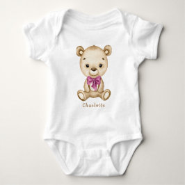 Teddy Bear Girl Baby Bodysuit Baby Strampler