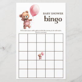 Teddy Bear Girl Baby Dusche Bingo Spiel