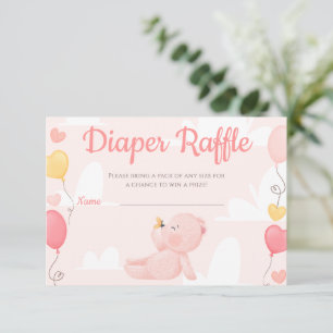 Teddy Bear Girl Baby Dusche Windel Raffekarte Einladung