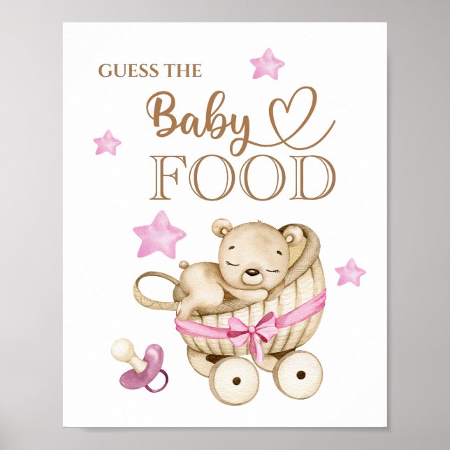 Teddy Bear Girl Baby "Raten Sie das Baby Food" Pos Poster (Vorne)