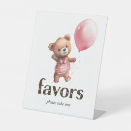 Teddy Bear Girl Baby Shower Favoriten Sockelschild