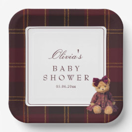 Teddy Bear Girl Baby Shower Pappteller