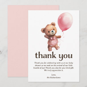 Teddy Bear Girl Babydusche Dankeskarte