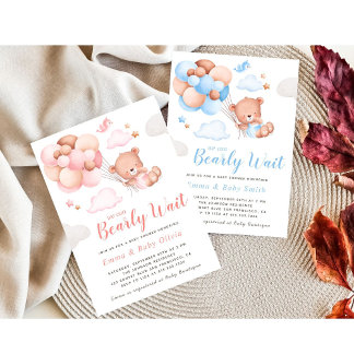 Teddy Bear Girl Babydusche Einladung