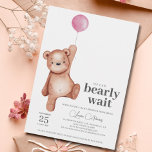 Teddy Bear Girl Babydusche Einladung<br><div class="desc">Eine Babydusche "wir können frühzeitig warten" Einladung mit einem Teddybär und einem rosa Ballon für ein kleines Mädchen. Matching Artikel in der Teddy Bear Baby Shower Theme Kollektion erhältlich.</div>