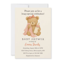 Teddy Bear Girl Babydusche Einladung