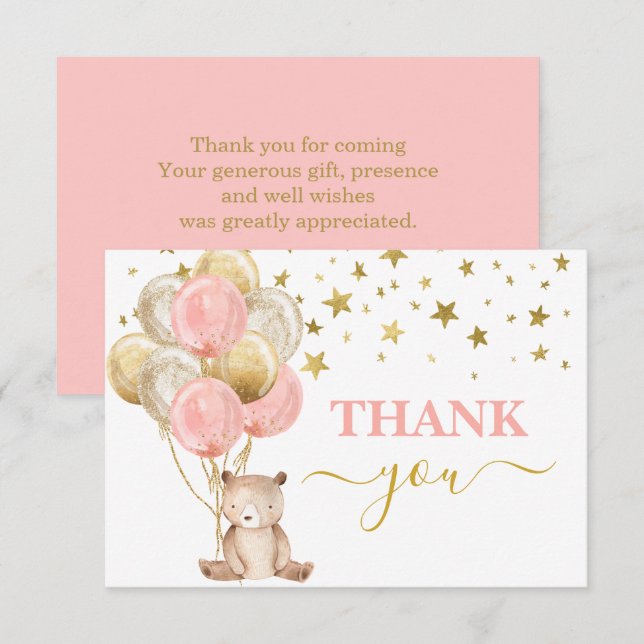 Teddy Bear Girl danke Note Card Mitteilungskarte (Vorne/Hinten)