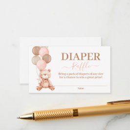 Teddy Bear Girl Diaper Raffle Begleitkarte