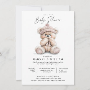 Teddy Bear Girl Dusche Wasserfarbe Einladung