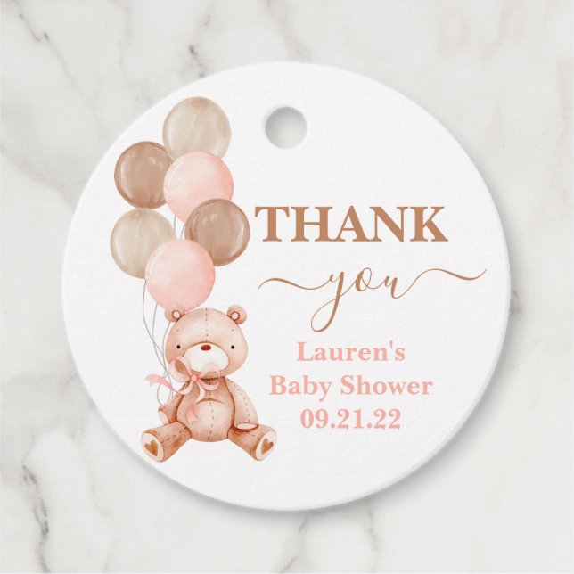 Teddy Bear Girl Girl Shower Geschenkanhänger (Vorderseite)