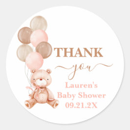 Teddy Bear Girl Girl Shower Runder Aufkleber