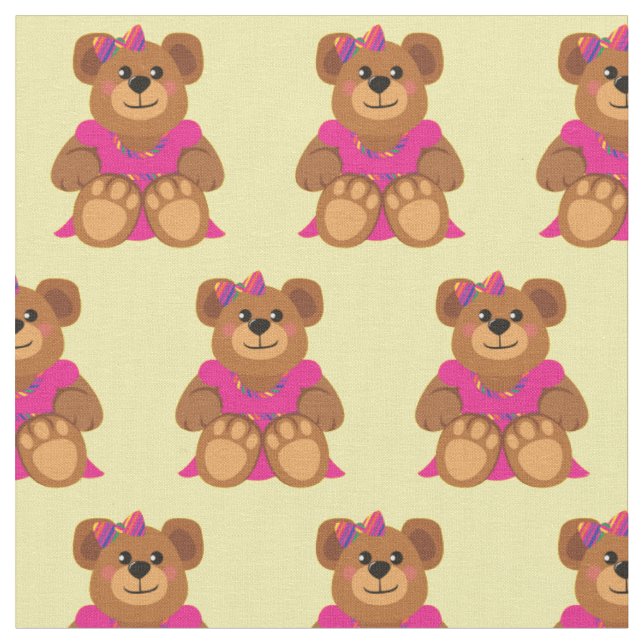 Teddy Bear Girl in Dress Niedlich Stoff (Nahaufnahme)