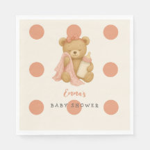 Teddy Bear Girl Polka Dot Babydusche Napkins