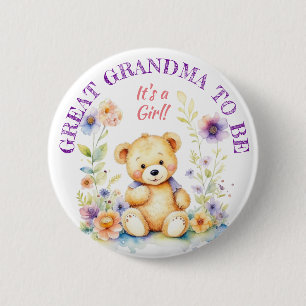 Teddy Bear Girl's Baby Shower Oma zu sein Button