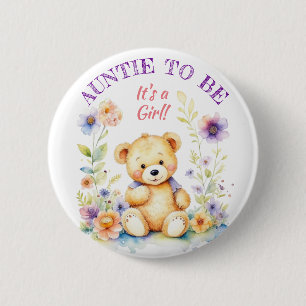 Teddy Bear Girl's Baby Shower Tuntie zu sein Button