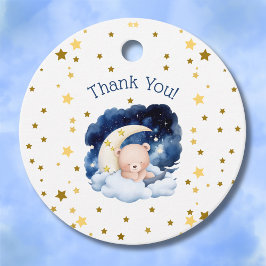 Teddy Bear Gold Stars Moon Babydusche Vielen Dank Geschenkanhänger