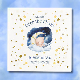 Teddy Bear Gold Stars über der Mond Baby Dusche Serviette