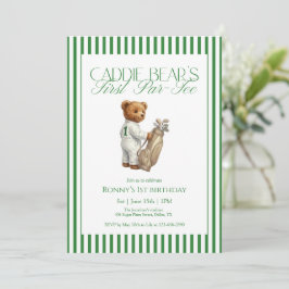 Teddy Bear Golf 1st Birthday Party Caddie Bear Einladung