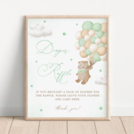 Teddy Bear Green Baby Dusche Windelwanne Windelwan Poster
